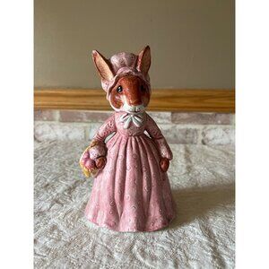 Mrs. Rabbit  Piggybank Pink Dress & Bonnet Holding Basket Japan Beatrix Potter